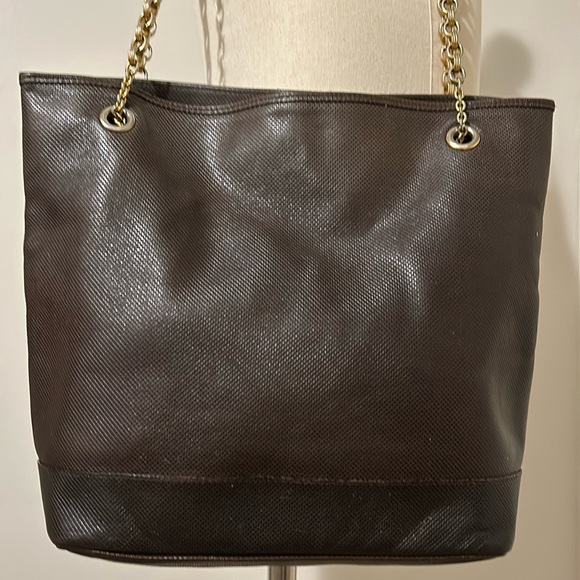 Bottega Veneta RARE vintage brown embossed leather shoulder bag with gold chain - Picture 2 of 16